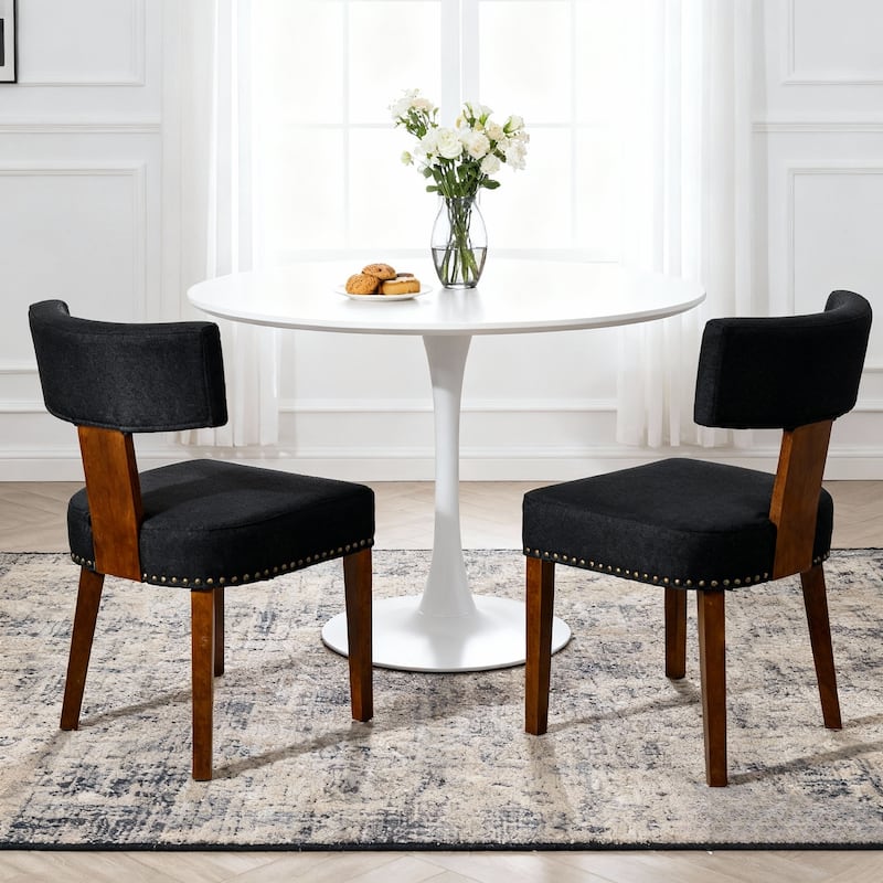 Mid-Century Modern Dining Room Chairs Set of 2, Farmhouse Kitchen Chair, with Nailhead Trim & Wood Frame