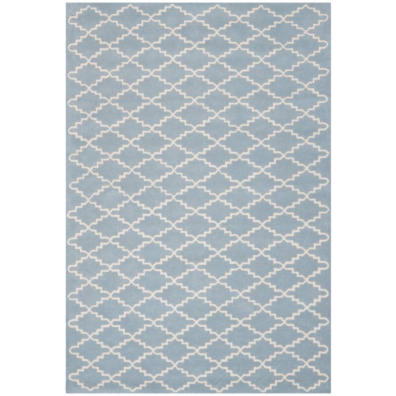 SAFAVIEH Handmade Chatham Slavna Modern Moroccan Wool Rug - 5' x 8' - Blue/Ivory