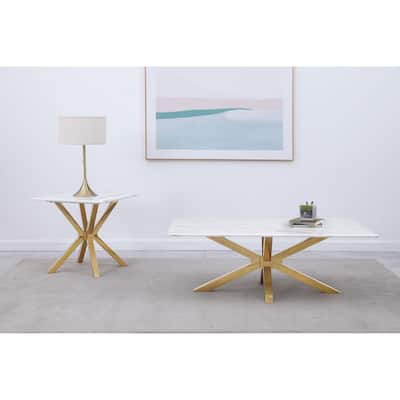 Visalia Faux Marble Coffee And End Table Set White