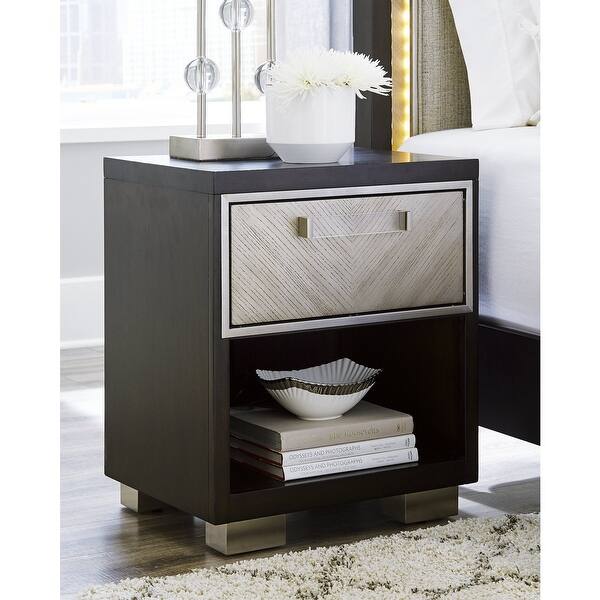 Shop Maretto Espresso Brown Silver One Drawer Nightstand Overstock 31868108