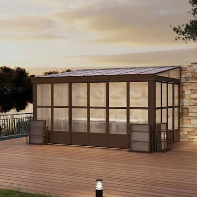 Lean-to Sunroom 10x14FT, Wall Mounted Solarium