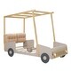 preview thumbnail 13 of 11, Wooden Twin Size Car Bed with Pillow, Ceiling Cloth, LED Lights & Storage Rack, Natural
