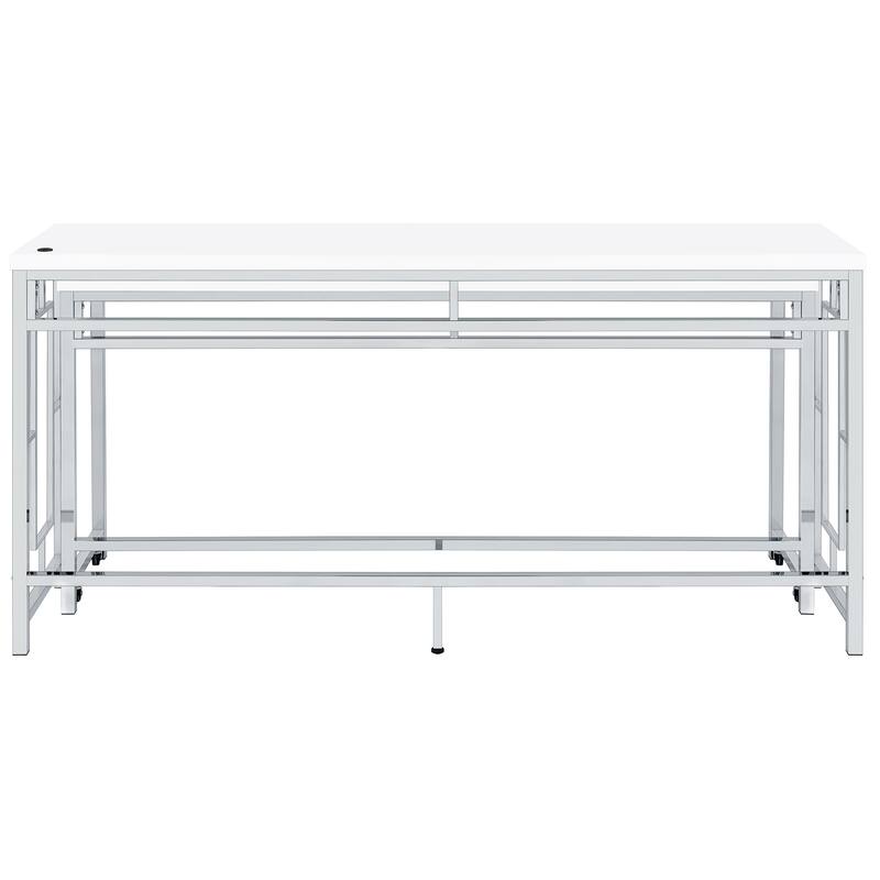 Laguna White 5-piece Counter Height Table with Pot Rack