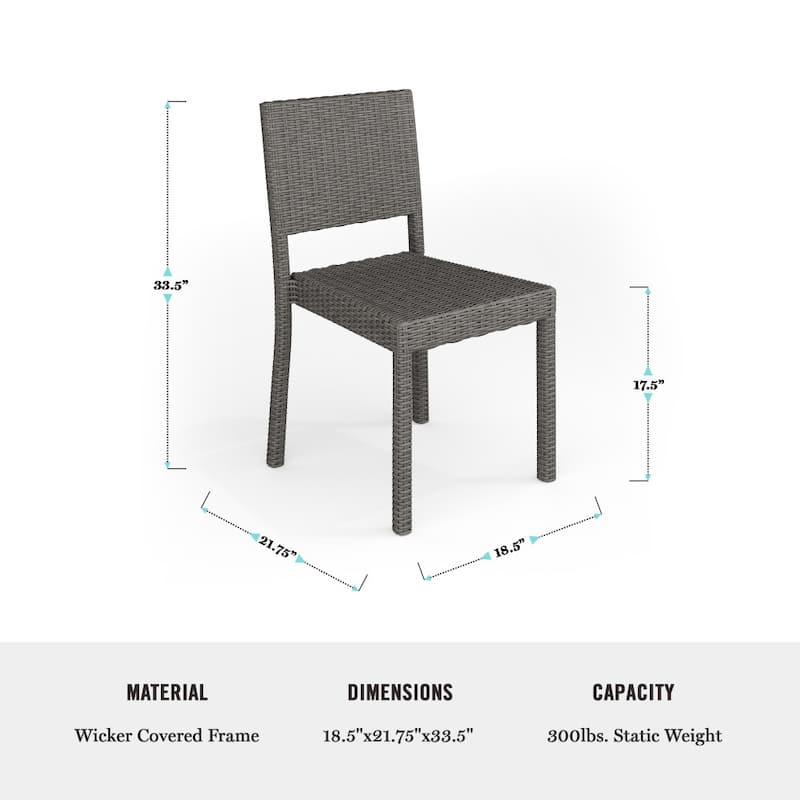 Martha Stewart Outdoor Rattan Wicker Stackable Side Dining Chair - 18.5"W x 21.75"D x 33.5"H