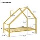 preview thumbnail 5 of 8, Twin Size Metal House Platform Bed Frame with Roof and Chimney for Boys Girls Kids Adults Toddler, No Box Spring Required Gold