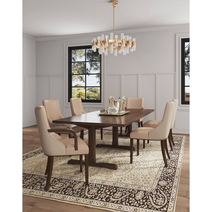Manhattan Comfort Shubert Multi Piece Modern Faux Leather and Velvet Dining Chair Set