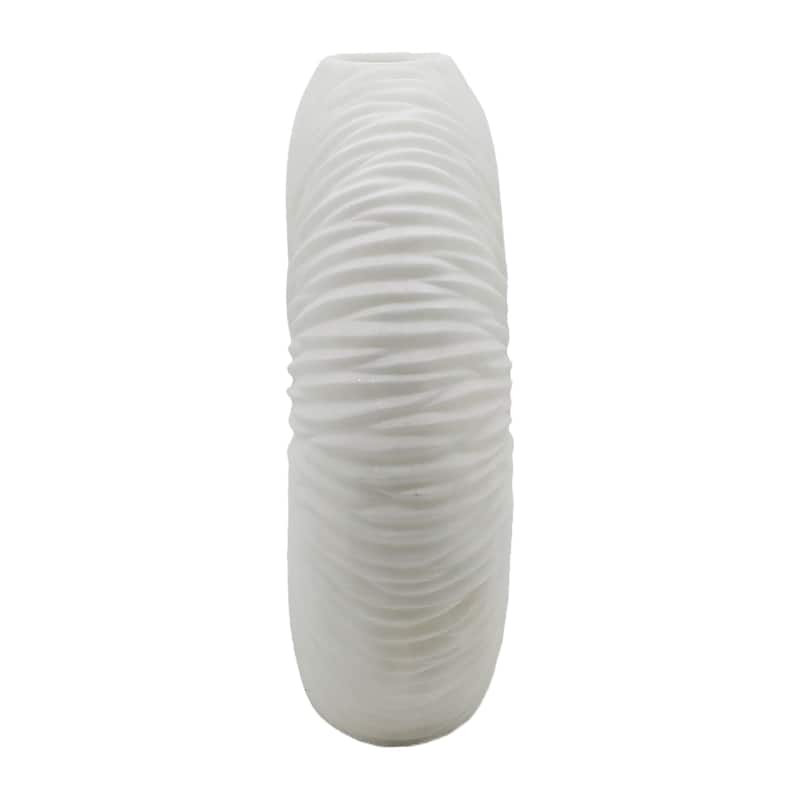 Sagebrook Home's Unique 21" Nataly Large Quartz Resin Vase - Elegant White Finish, Perfect for Modern Homes