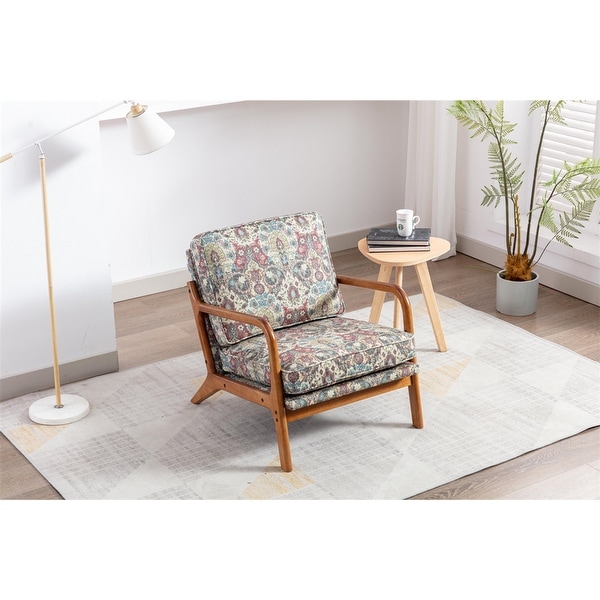Wood frame hot sale armchair with cushions