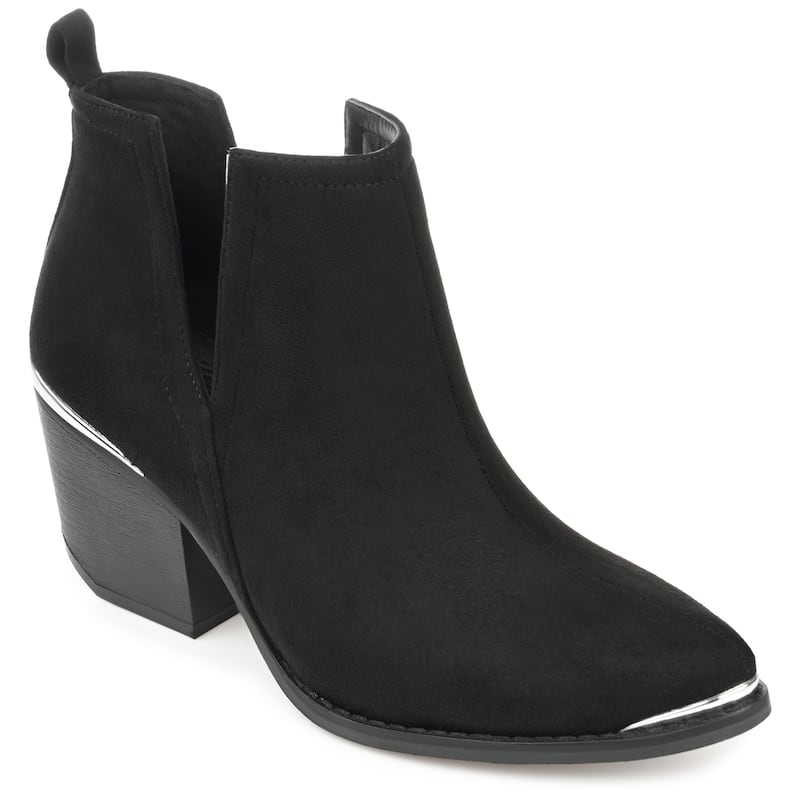 Journee Collection Women's Issla Pull On Stacked Heel Booties - Medium - Black - 6