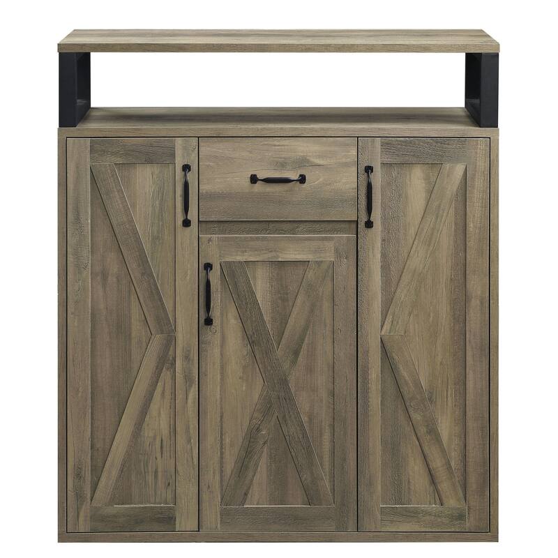 Rustic Oak Server with 3 Doors, Drawer & Adjustable Shelving for Dining or Living Room Use