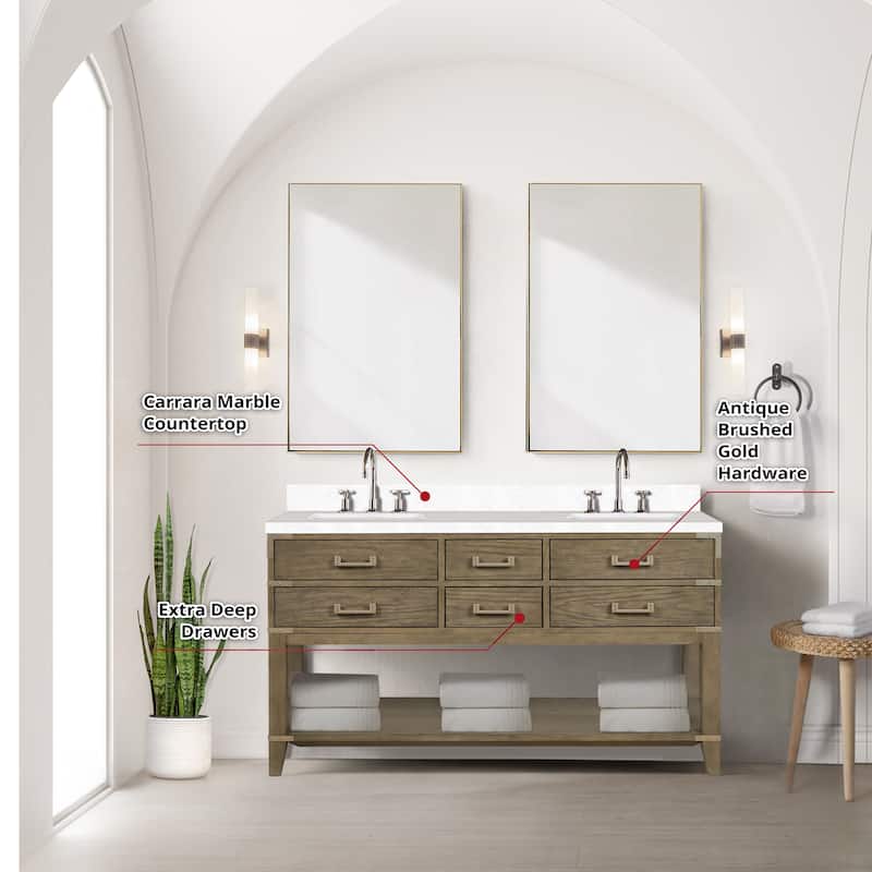Norwalk 60 in W x 22 in D Black Oak Double Bath Vanity and Cultured Marble Top
