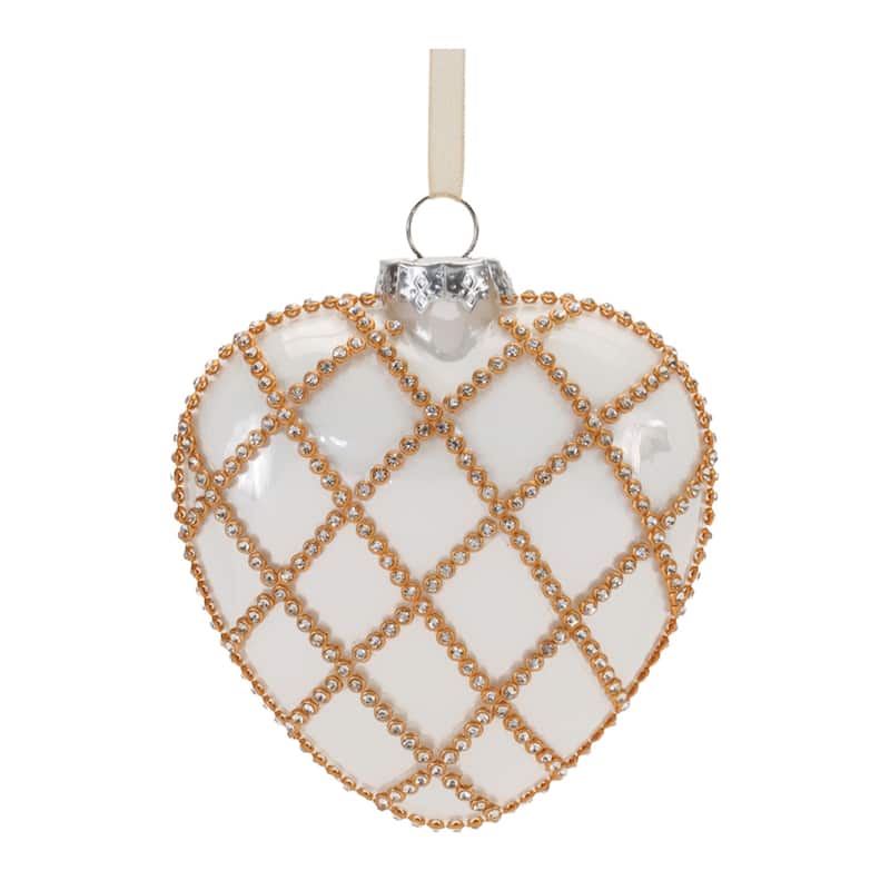 Jeweled Glass Heart Ornament (Set of 12)