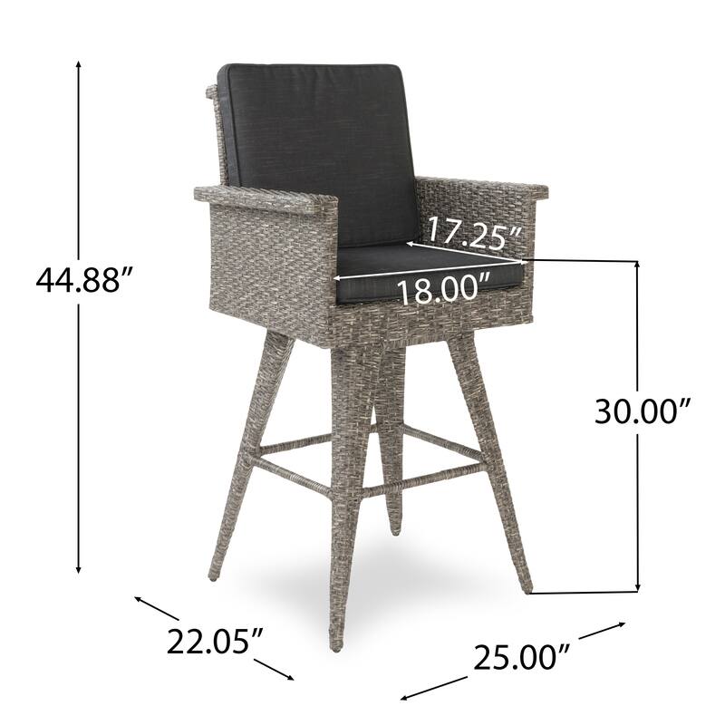 Puerta Outdoor Wicker Barstool with Cushions (Set of 2) by Christopher Knight Home