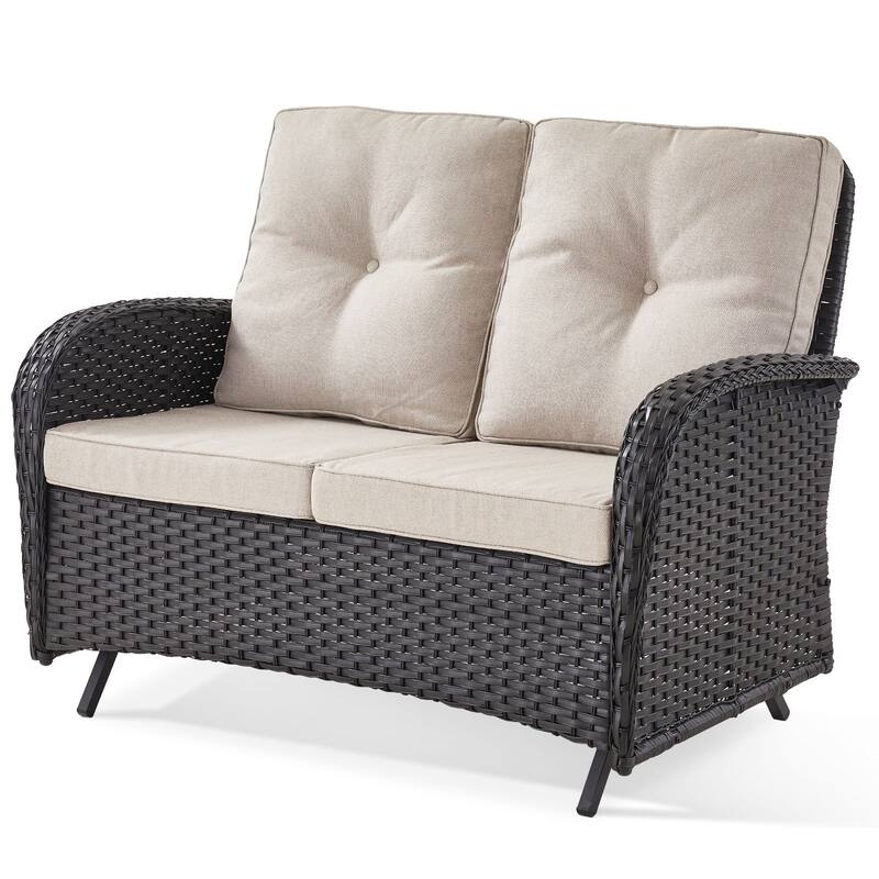 Gymojoy Stylish Patio Loveseat Glider Sofa with Cushions