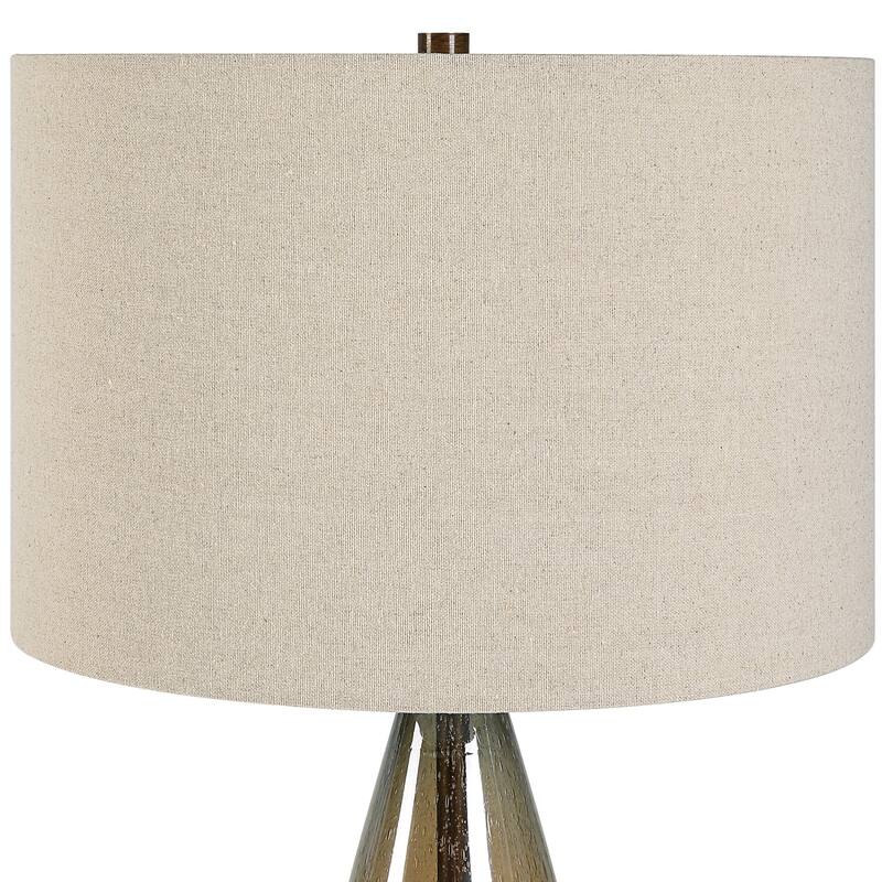 Teardrop Glass Table Lamp with Drum Shade - 28.75" - Bronze Finish