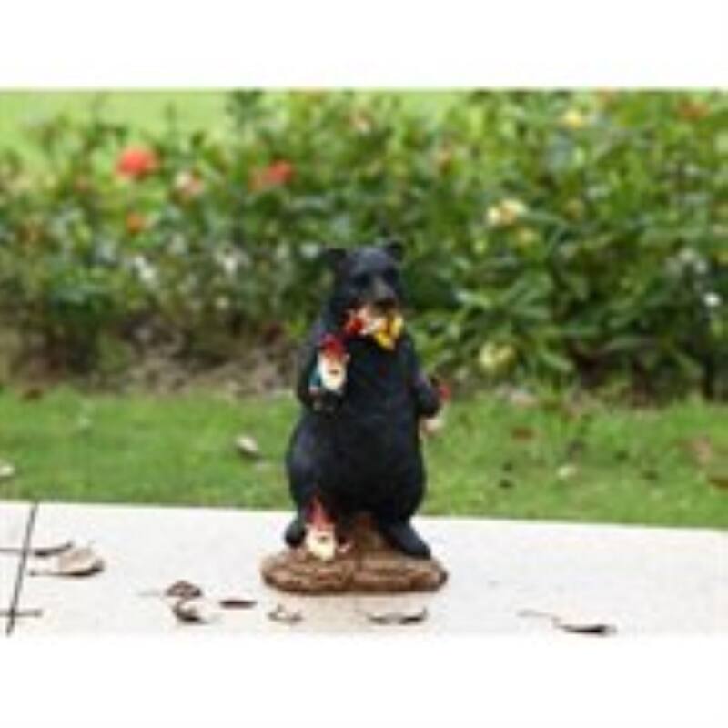 Gnomes in Trouble with Bear Outdoor Garden Statue - 10.5"