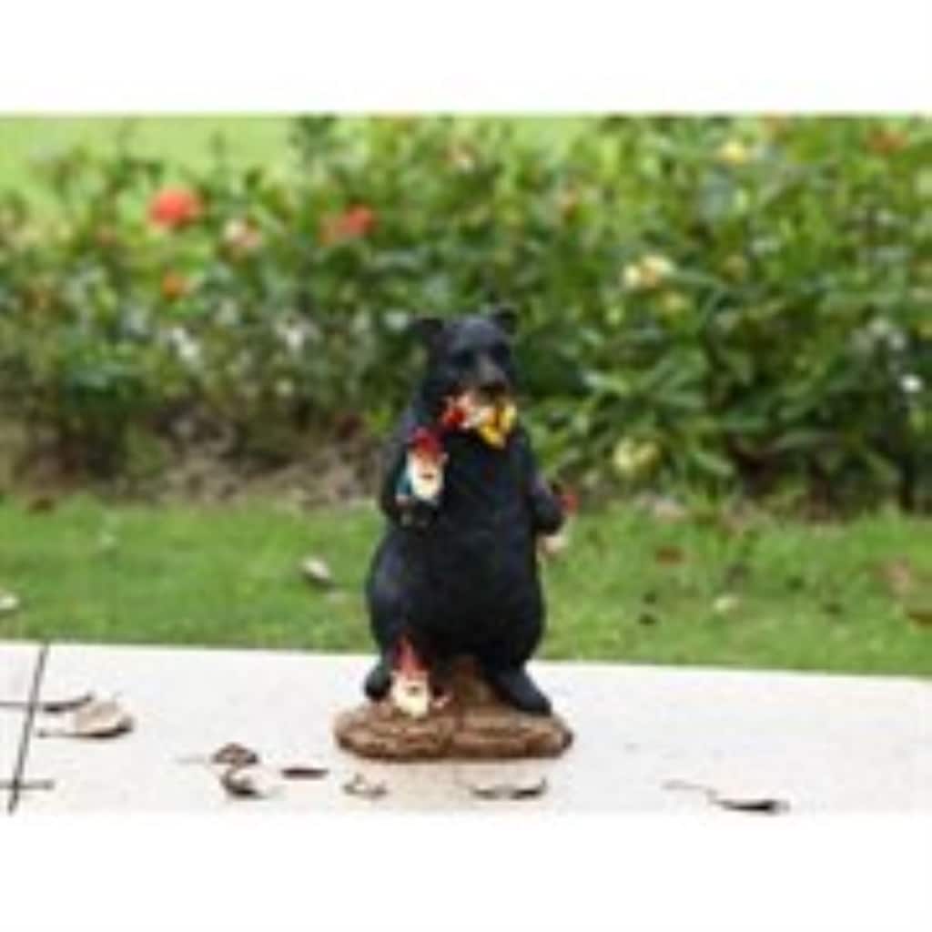 Gnomes in Trouble with Bear Outdoor Garden Statue - 10.5"