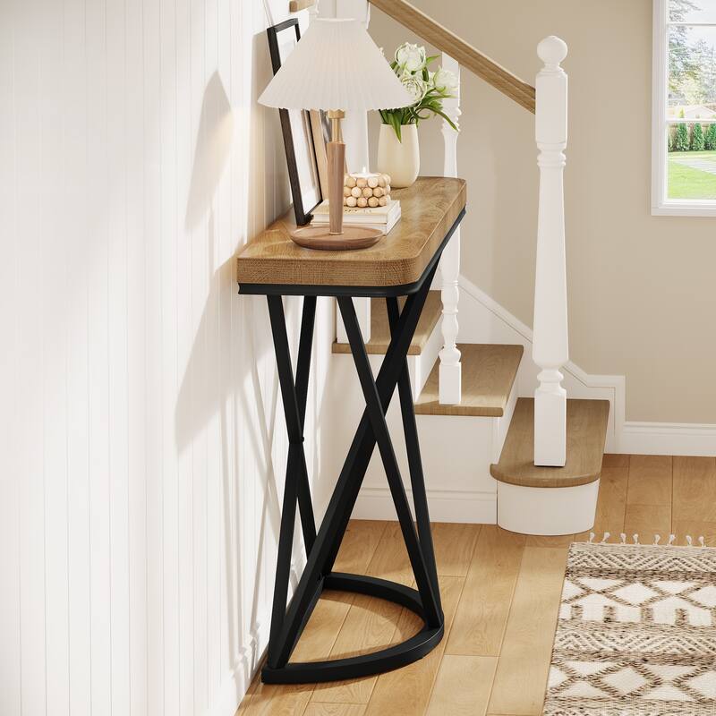 41" Console Table with Metal Geometric Base for Entryway, Living Room