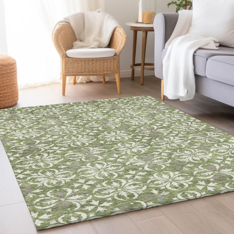 Premium Washable Super Soft Transitional Medallions Mayfield Rug - Green - 3' x 5'