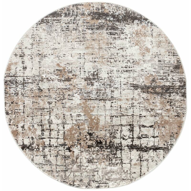 Omari Collection Cream/Brown Abstract Traditional Area Rug