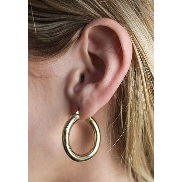 14k Polished 5mm Tube Hoop Earrings 14k Polished 5mm Tube Hoop Earrings