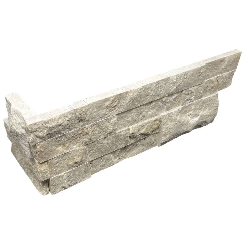 Renata Travertine 6" x 24" Split Face Ledger Corner - 4 Sheets (4.00 Sqft) - Cream