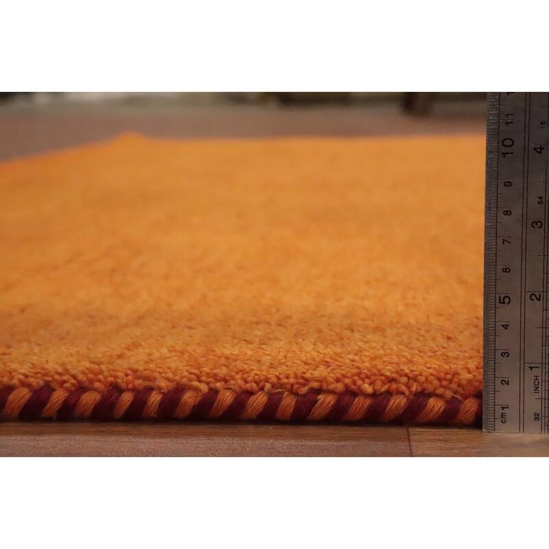Hand Knotted Oriental 100% Wool Carpet Modern Stripe Oranges & Rust Gabbeh Area Rug - 7' 11'' X 5' 8''