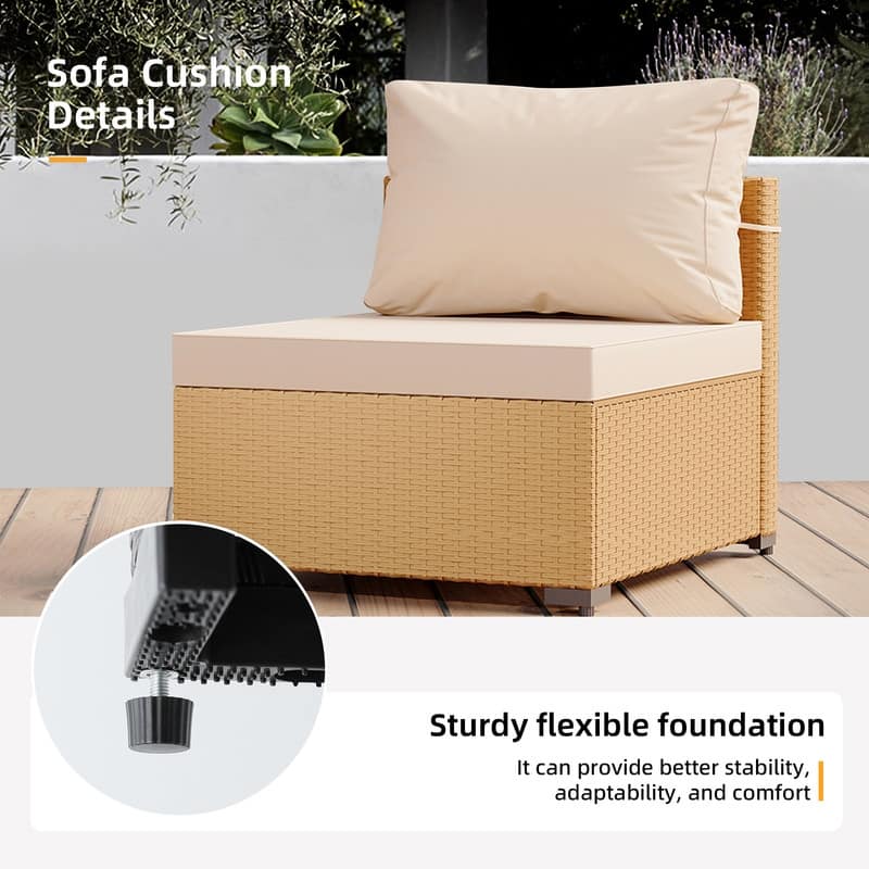 Patio Watcher 5-Pieces Yellow Rattan Conversation Set with Cusions for Outdoors