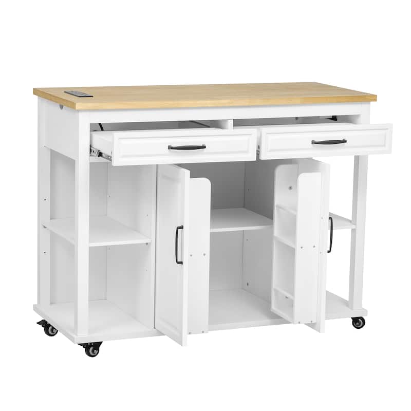 MERAX Kitchen Island with Extendable Dining Table