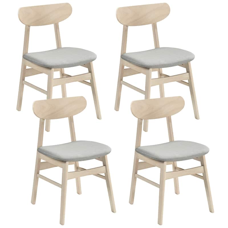 Gymax 4PCS Dining Chair Fabric Upholstered Kitchen Armless Chairs - Natural - Set of 4