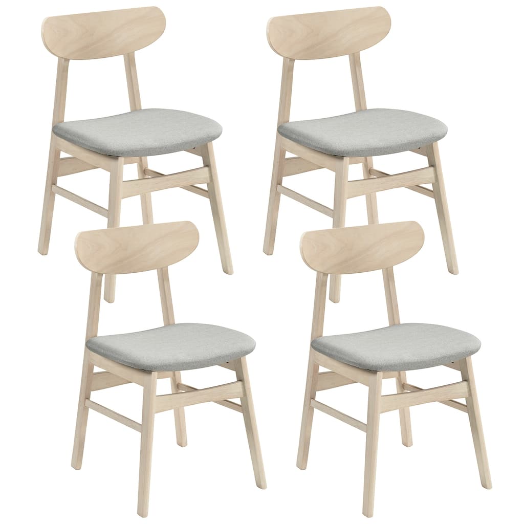 Gymax 4PCS Dining Chair Fabric Upholstered Kitchen Armless Chairs