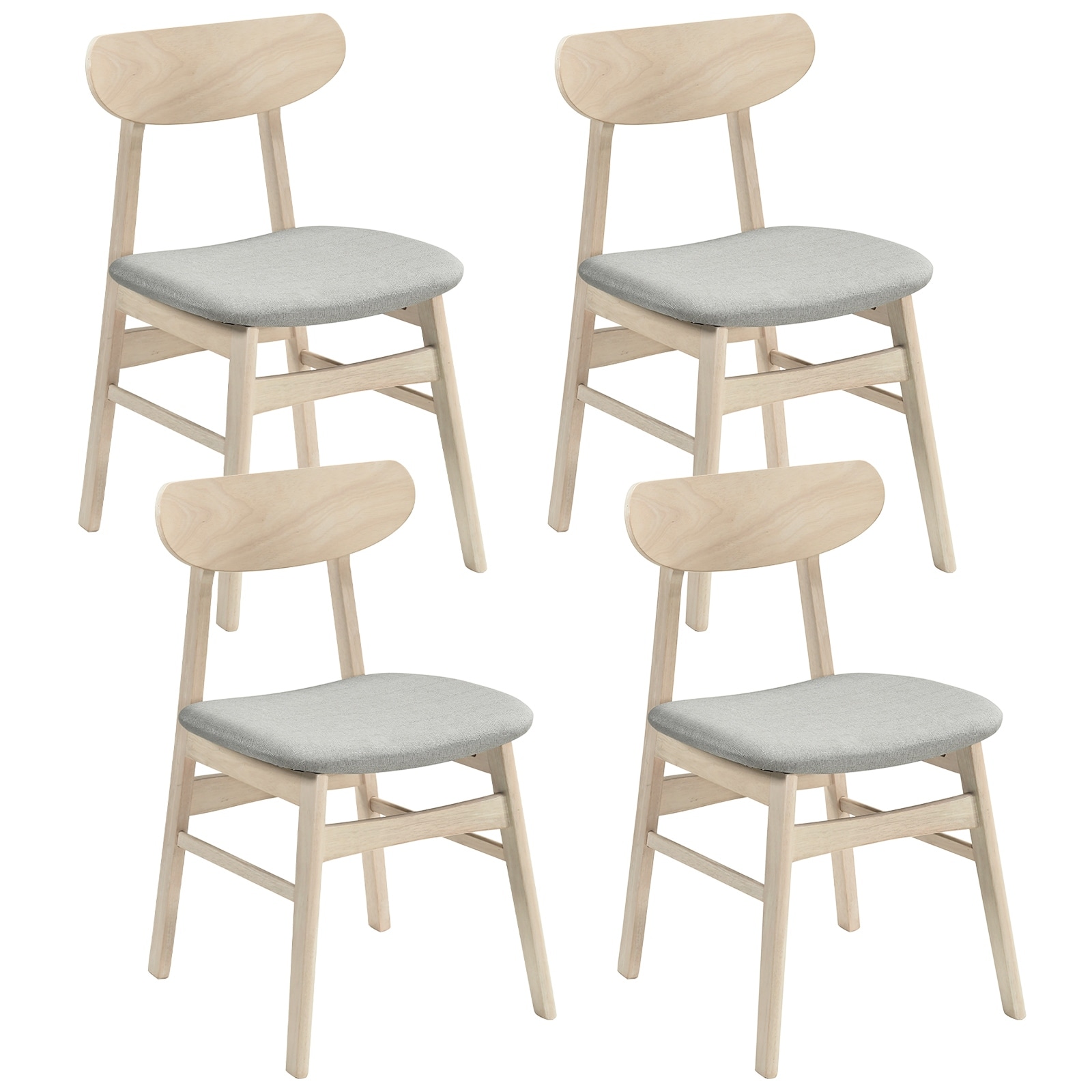 Gymax 4PCS Dining Chair Fabric Upholstered Kitchen Armless Chairs