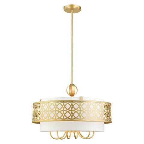 Livex Lighting Calinda Soft Gold 7 Light Pendant Chandelier - 24.75"W x 25.5" - 55.5"H