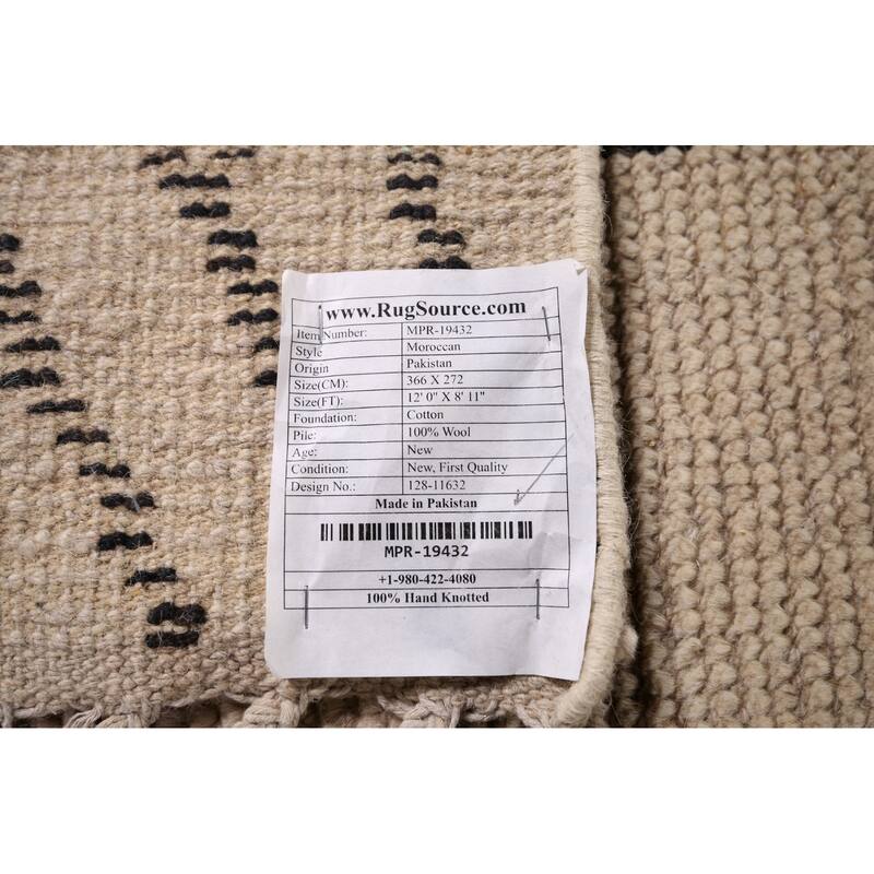 Moroccan Oriental Area Rug Hand-Knotted Contemporary Wool Carpet - 8'11"x 12'0"