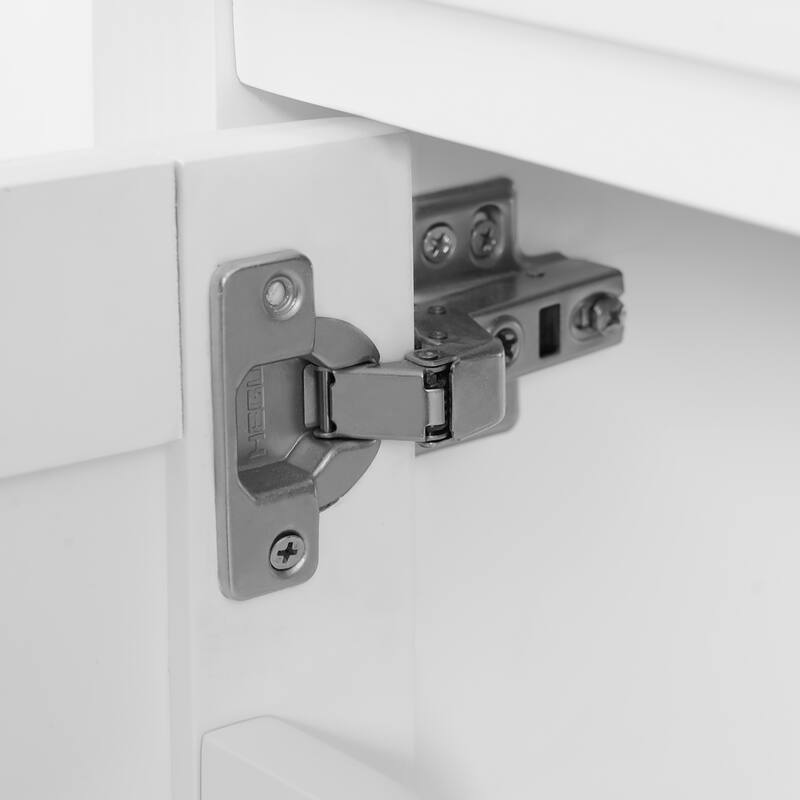 Freestanding Bathroom Vanity with Divided Drawer and Dual Storage Shelves and 2 Soft-Close Doors, for Small to Medium Bathrooms