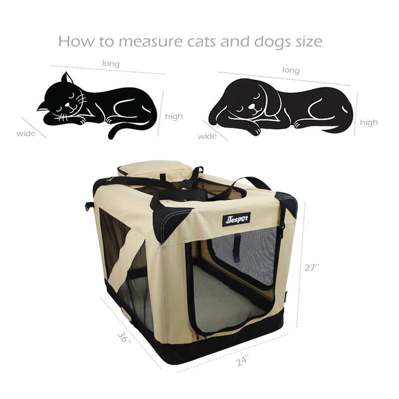 JESPET Indoor & Outdoor 3-Door Collapsible Soft-Sided Dog Crate