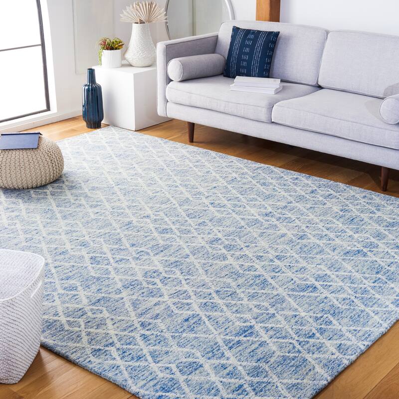 SAFAVIEH Handmade Metro Massom French Country Wool Rug - 8' x 10' - Blue/Ivory