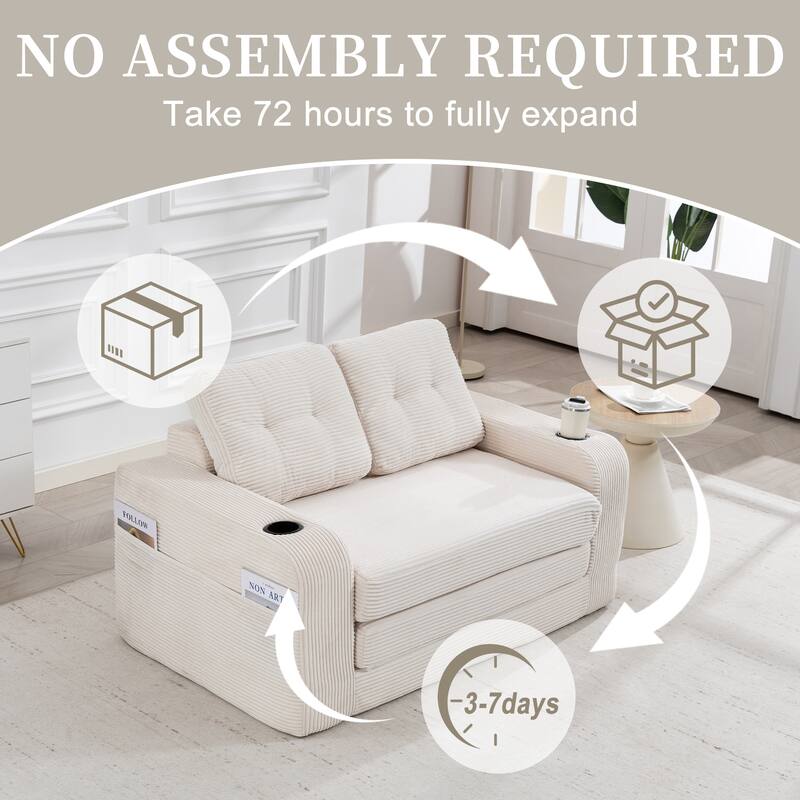 Convertible Sofa Bed, Expandable double Sofa Bed, 2 in 1 Convertible Sofa Bed, Fold Out Floor Couch with Pillows