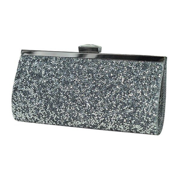 pewter glitter clutch bag