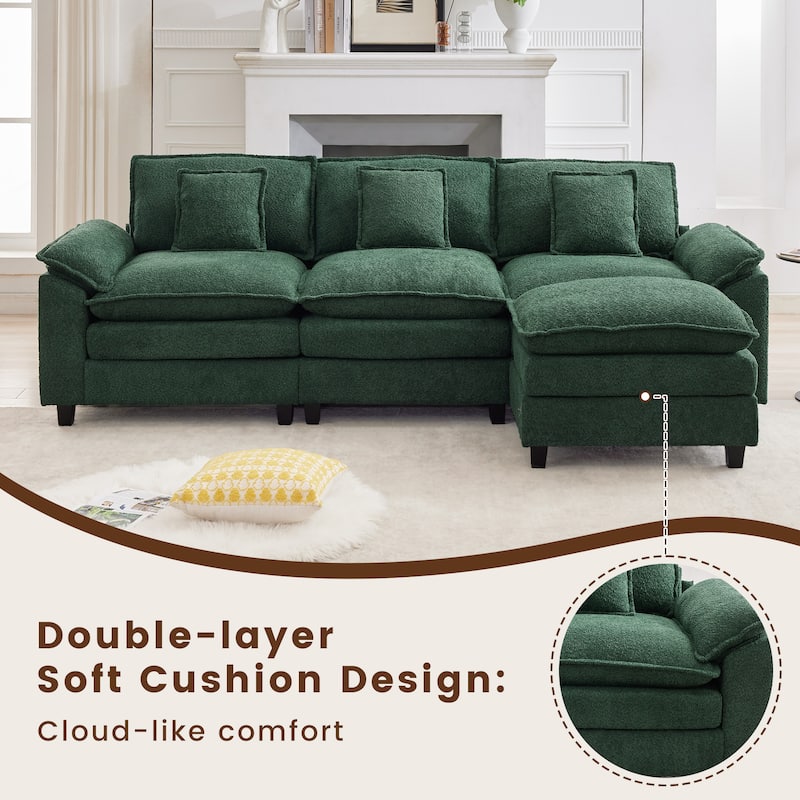 Modular Chenille Sectional Sofa with Ottomans, Deep Seat, Wide Padded Armrests, 2-Seat / 3-Seat / 4-Seat Options