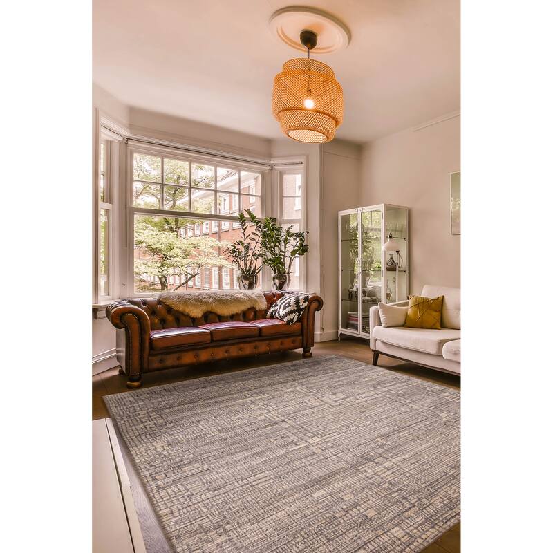 ECARPETGALLERY Hand Loomed Elysian Navy Wool Rug - 8'2 x 9'10