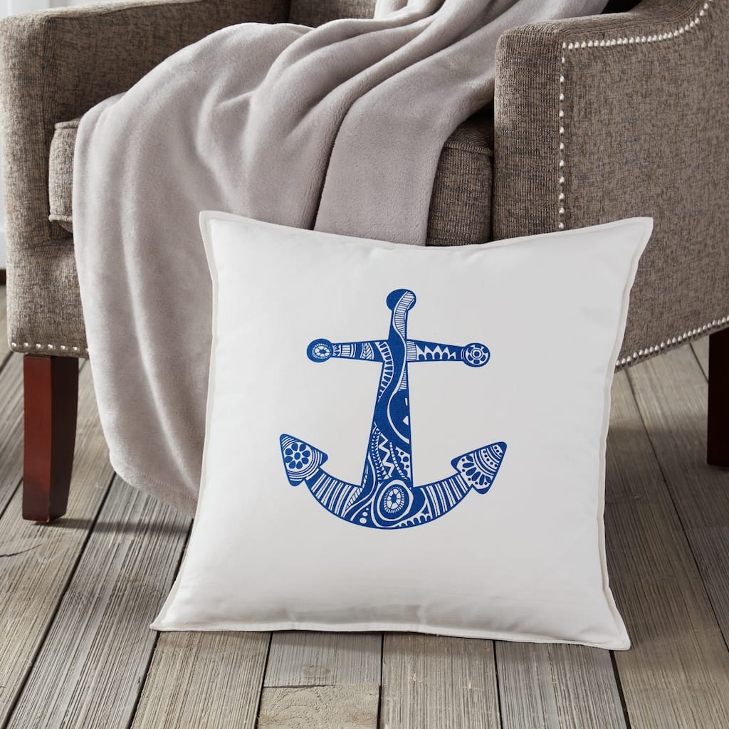 Anchor Cotton Canvas 20-inch Pillow