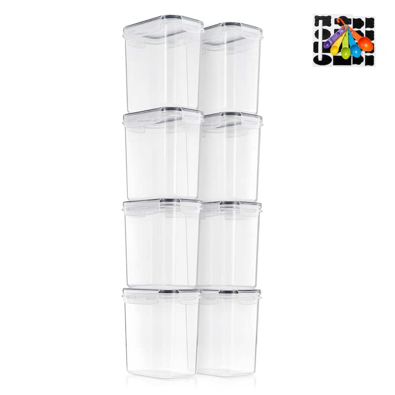 Sorbus Airtight Food Storage Containers with Locking Lids, Measuring Spoons & Labels -8 Pack (1.6L/54.10 Oz)
