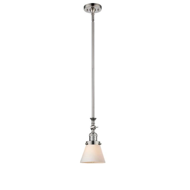 Innovations Lighting Small Cone 6" Wide Adjustable Mini Pendant - Polished Nickel / Matte White Cased