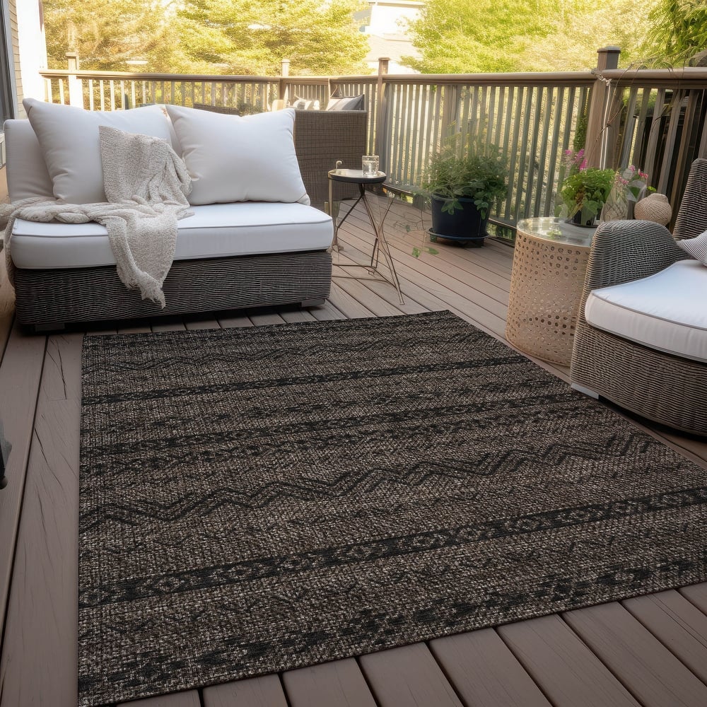 Machine Washable Indoor/ Outdoor Chantille Boho Stripes Rug