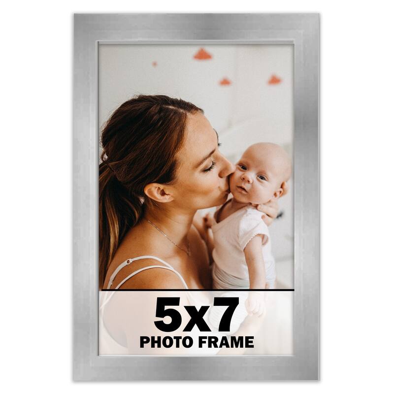 5x7 Frame Silver Stainless Steel Solid Wood Picture Frame | 0.75 Inch
