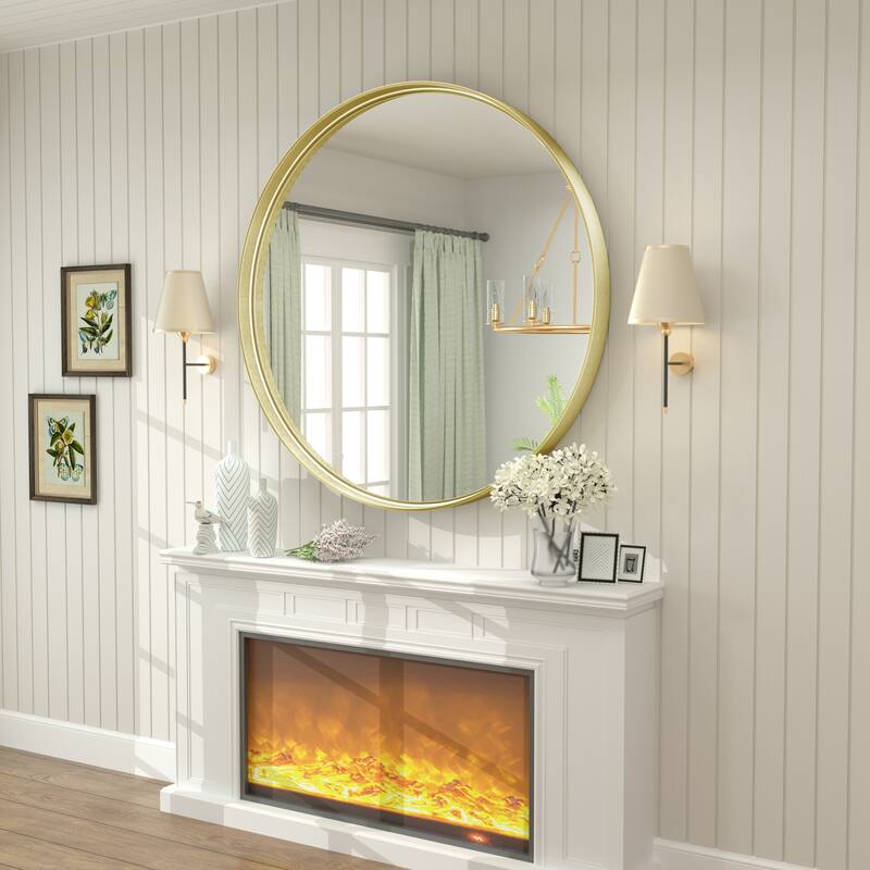 Round Tempered Glass and Metal Framed French Cleat Mounted Wall Bathroom / Vanity Mirror