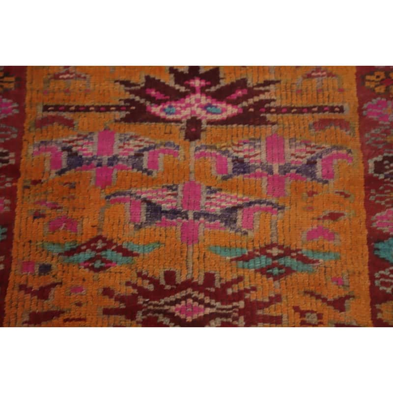 Hand Knotted Oriental 100% Wool Carpet Traditional Geometric Oranges & Rust Shiraz Runner Rug - 11' 0'' X 3' 3''
