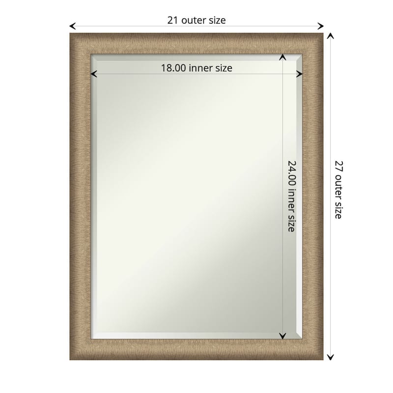 Beveled Bathroom Wall Mirror - Elegant Frame - Outer Size: 21 x 27 in - Elegant Brushed Bronze Narrow