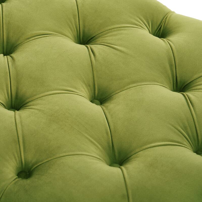 Comfy Upholstered Footstool,Ottoman for Bedroom,Living Room, Entryway - Green